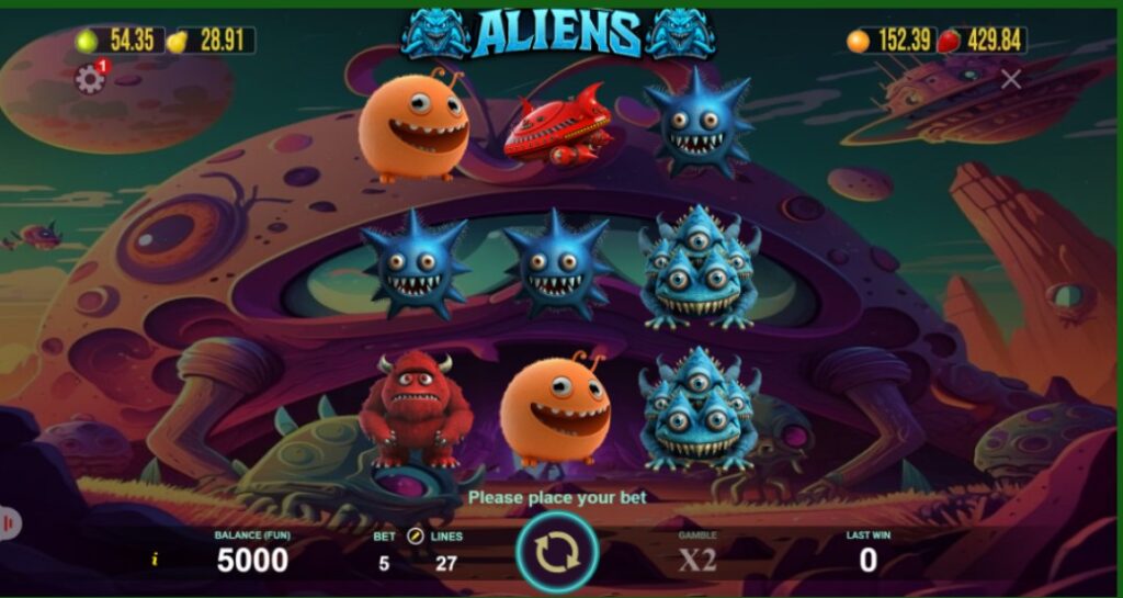 Aliens slot reels by AGT Software