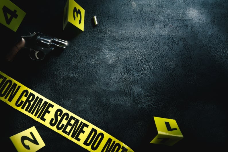 Crime scene with gun