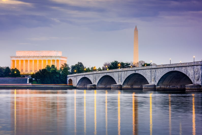 Potomac River with the Washington Monument and Lincoln Memorial in the background