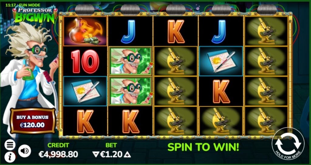 Professor Big Win slot reels by Atomic Slot Lab